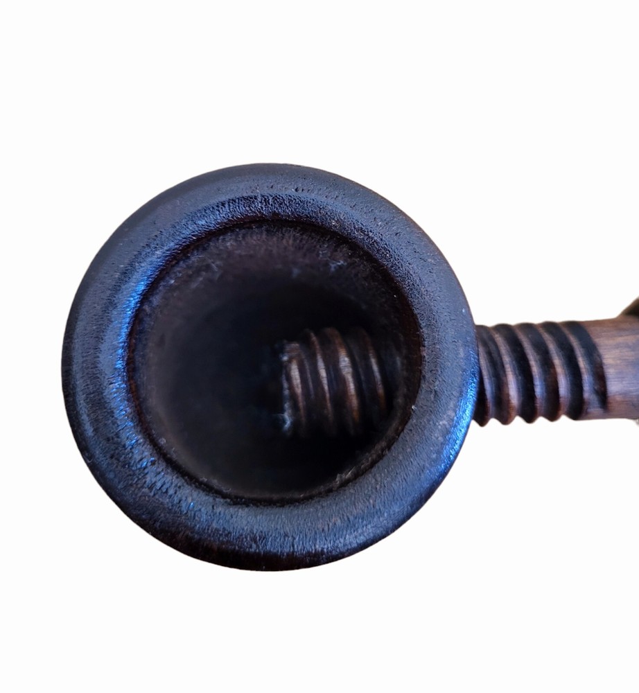 Vintage Solid Wooden Screw Nutcracker Pipe Shaped Nut Cracker Removable Handle