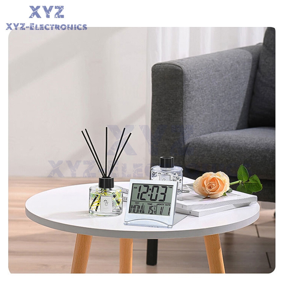 Digital Travel Alarm Clock Foldable Calendar Temperature Timer LCD Clock