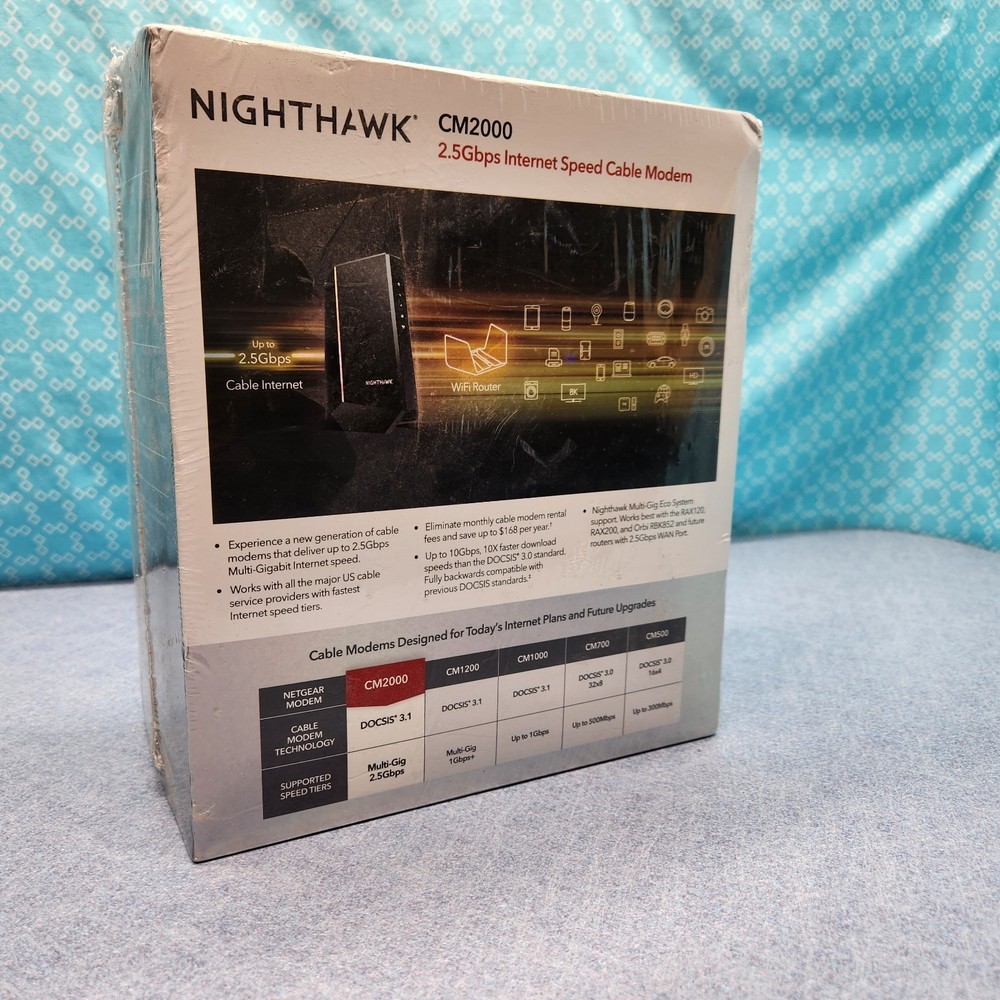 Netgear Nighthawk CM2000 2.5Gbps Multi Gig Internet Speed Cable Modem DOCSIS 3.1