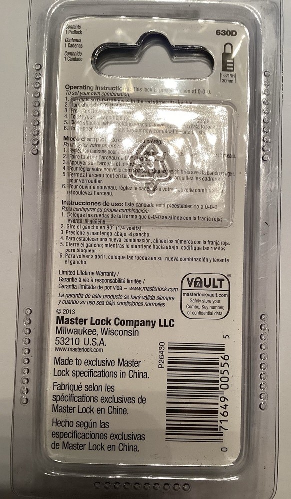 Master Lock 630D Combination Padlock