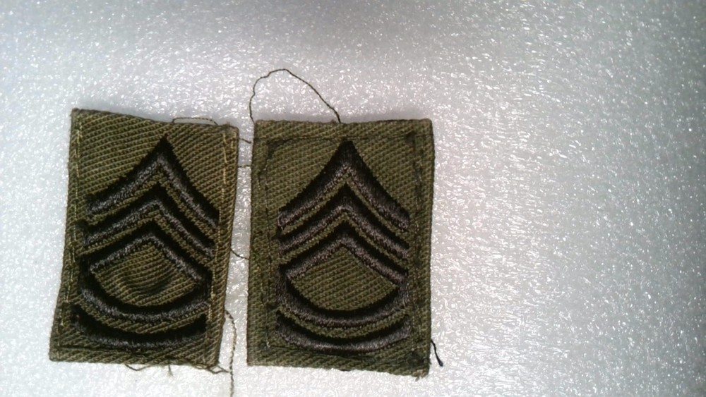 MILITARY PATCH SEW ON RANK SET OF 2 PULLED OFF UNIFORMS OD SERGEANT FIRST CLASS