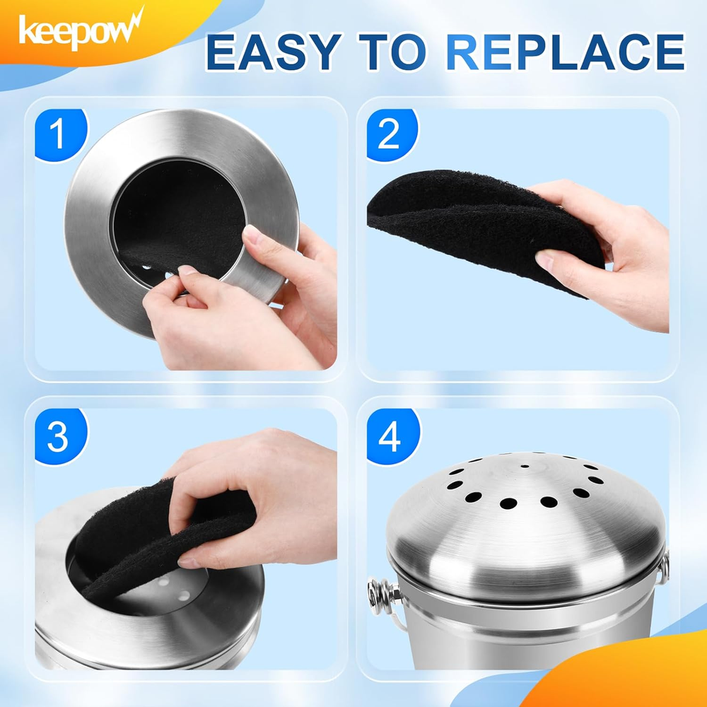 6.7 Inch Compost Bin Filter Replacement for Kitchen Compost Bin Countertop, 10-P