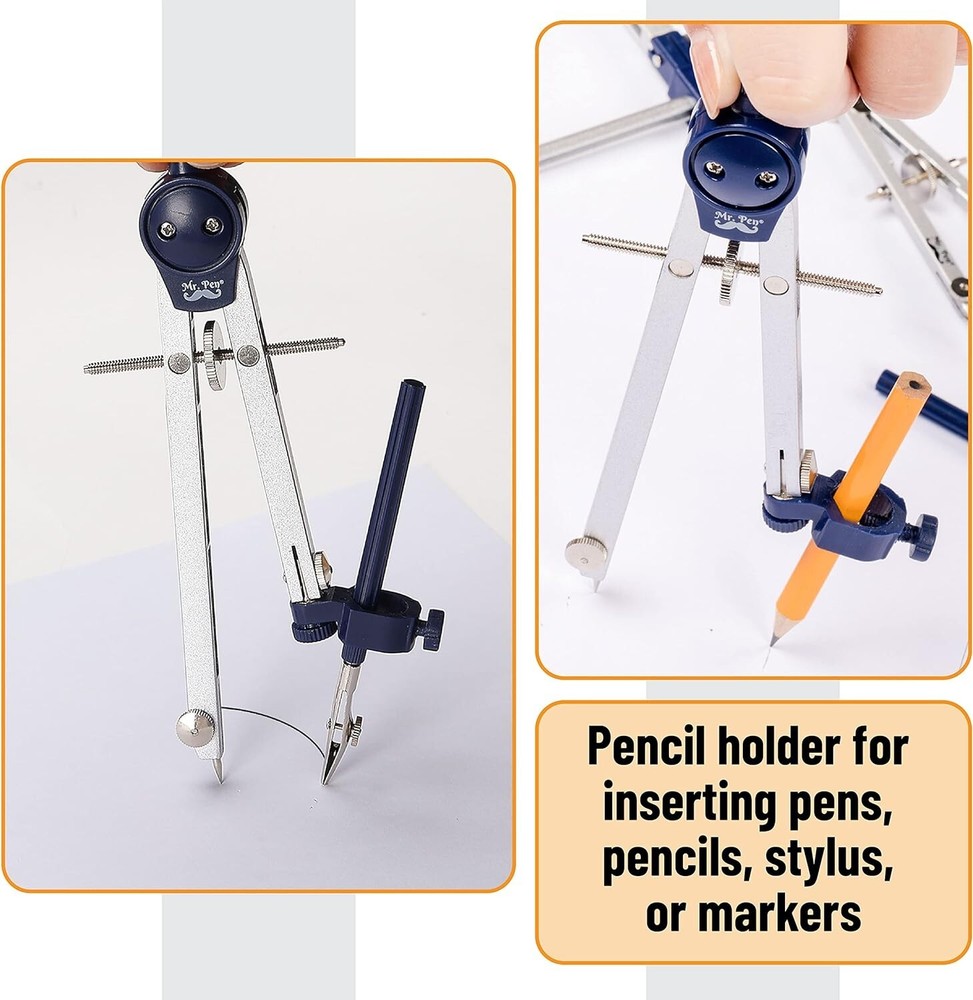 Precision Drafting Tools: 7-Piece Geometry Compass Set for Engineers & Artists