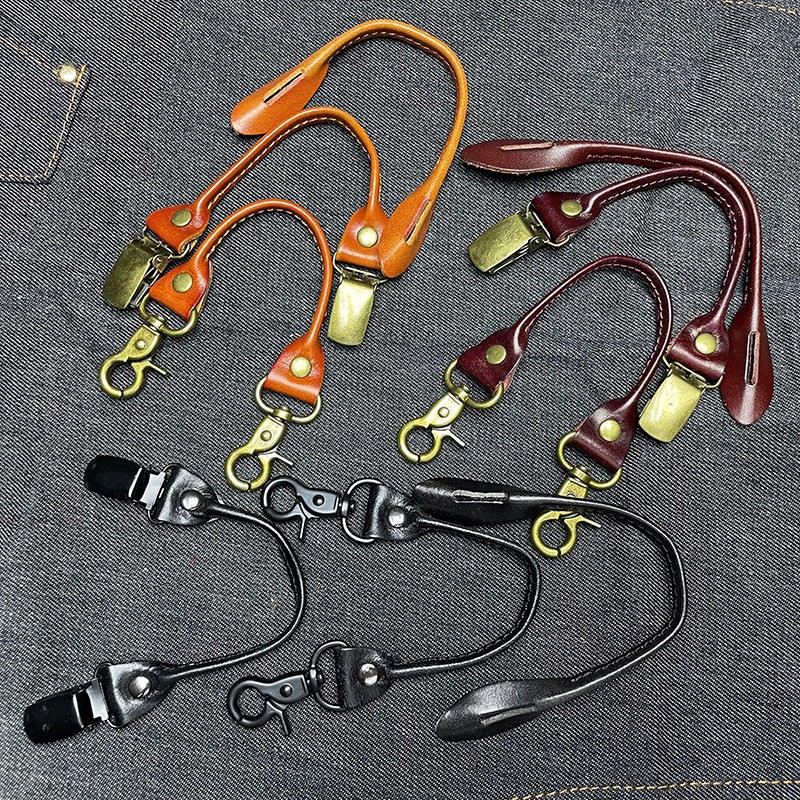 Suspender Leather Replacement Ears Converter First Layer Cowhide Button/Clip