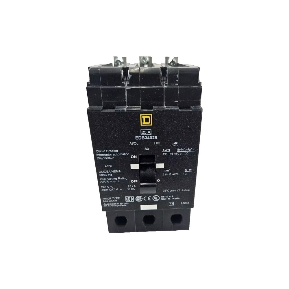 NIB - Square D - EDB34025 - Mini Circuit Breaker, E-Frame, 25A, 3 Pole