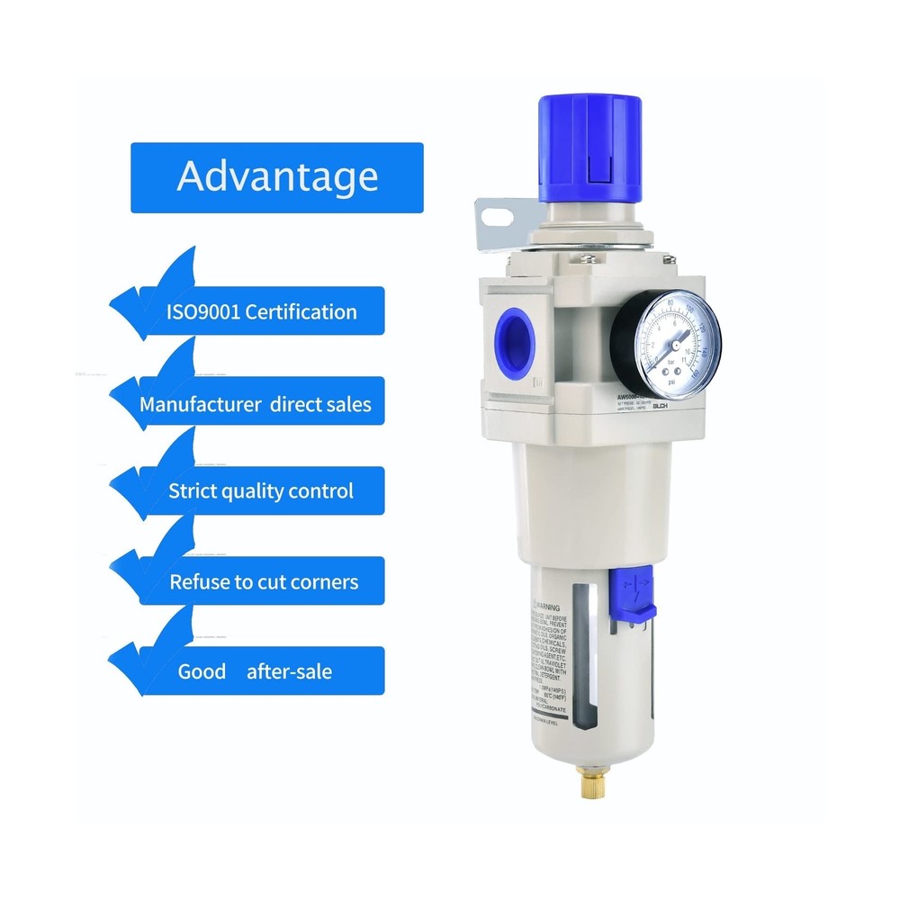 1" NPT Air Compressor Filter - Air Pressure Regulator Filter Combo,Compressed...