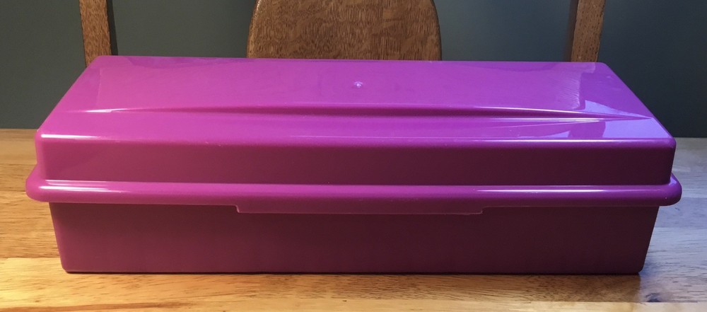 ALPHA Cassette Plastic Storage Case~ Stackable ~Holds 15 Tapes ~Purple/Fuchsia