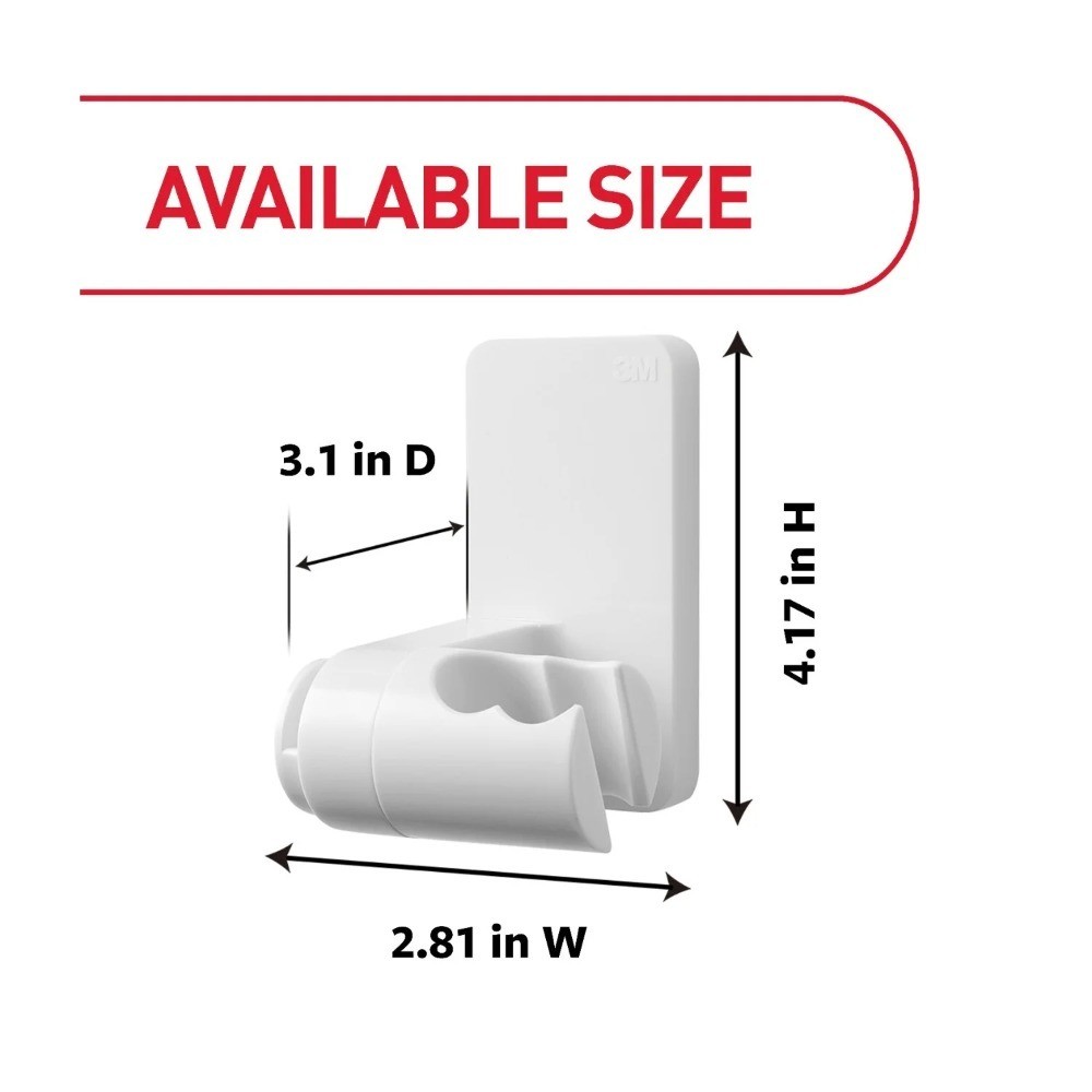 White Shower Head Holder with 2 Large Adhesive Strips Strong Bathroom