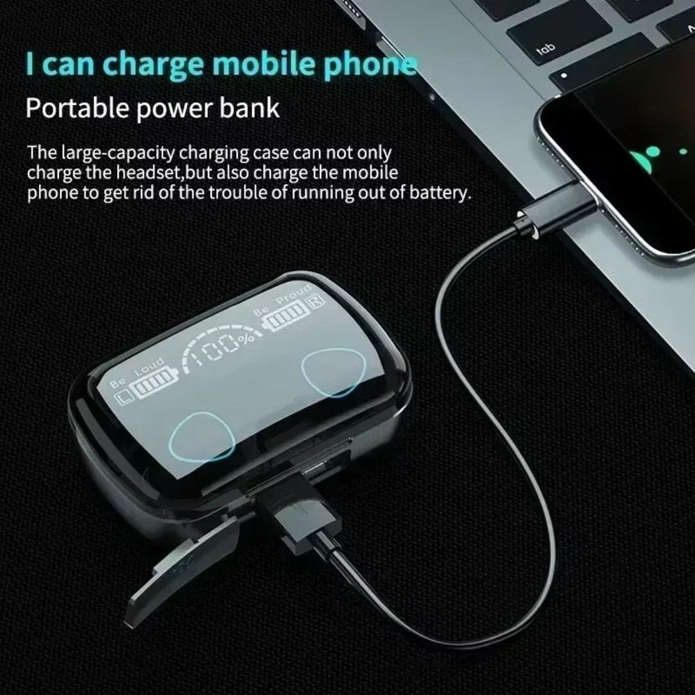 TWS Bluetooth Earbuds Waterproof Bluetooth5.3 Headset Noise Cancelling Wireless~