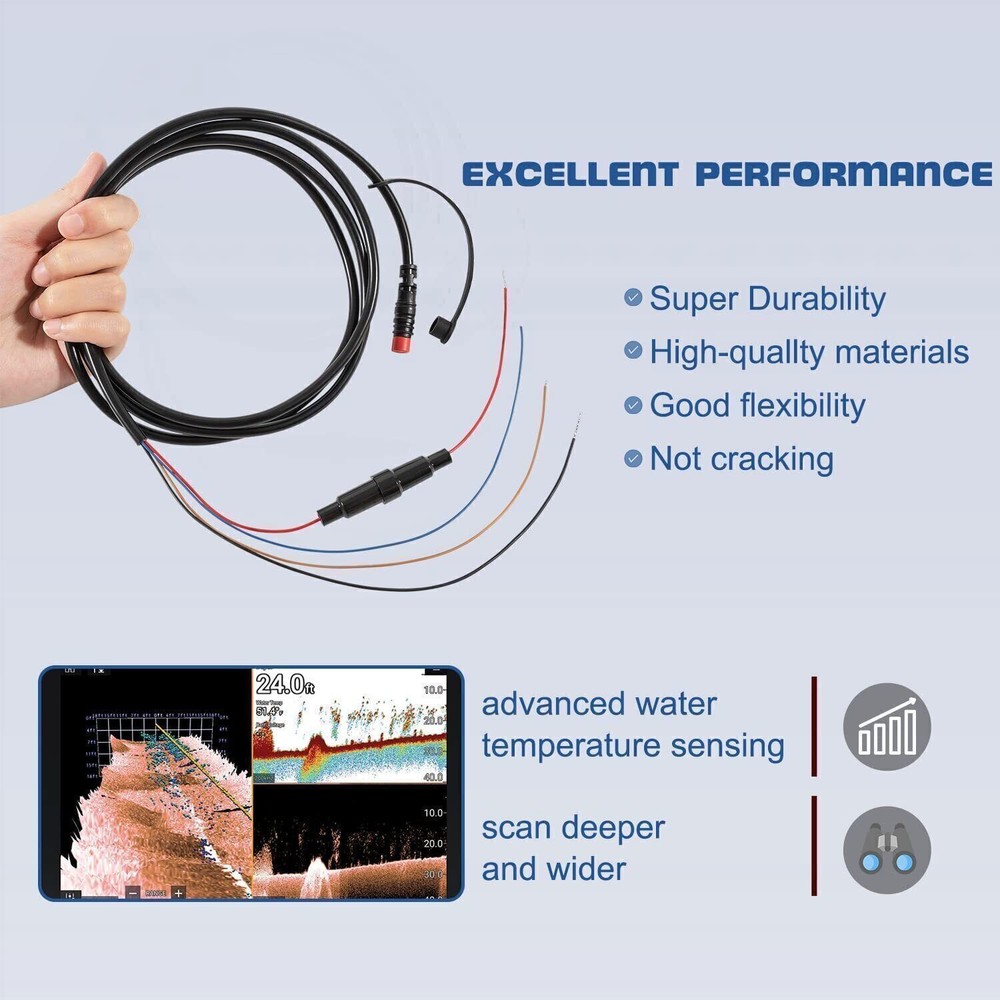 010-12199-04 Power/Data Cable Fit Garmin Striker Echo, Striker Plus, Striker 4