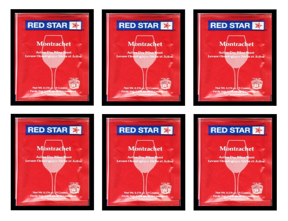 WINE YEAST 6 PACK PREMIER CLASSIQUE (FORMERLY MONTRACHET) FOR RED WINES RED STAR