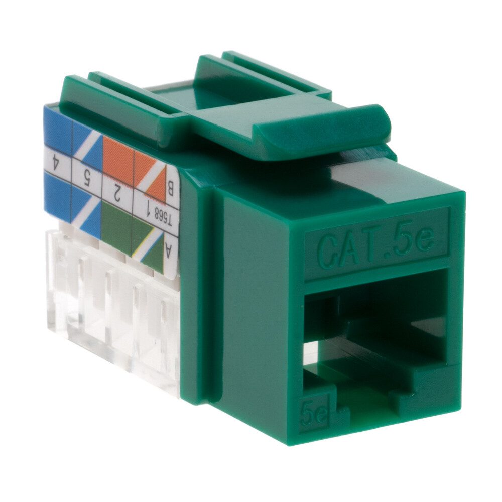 100 pack Cat5e 45° Angled Keystone Jack Network 110 Punchdown 8P8C Cat5 Green