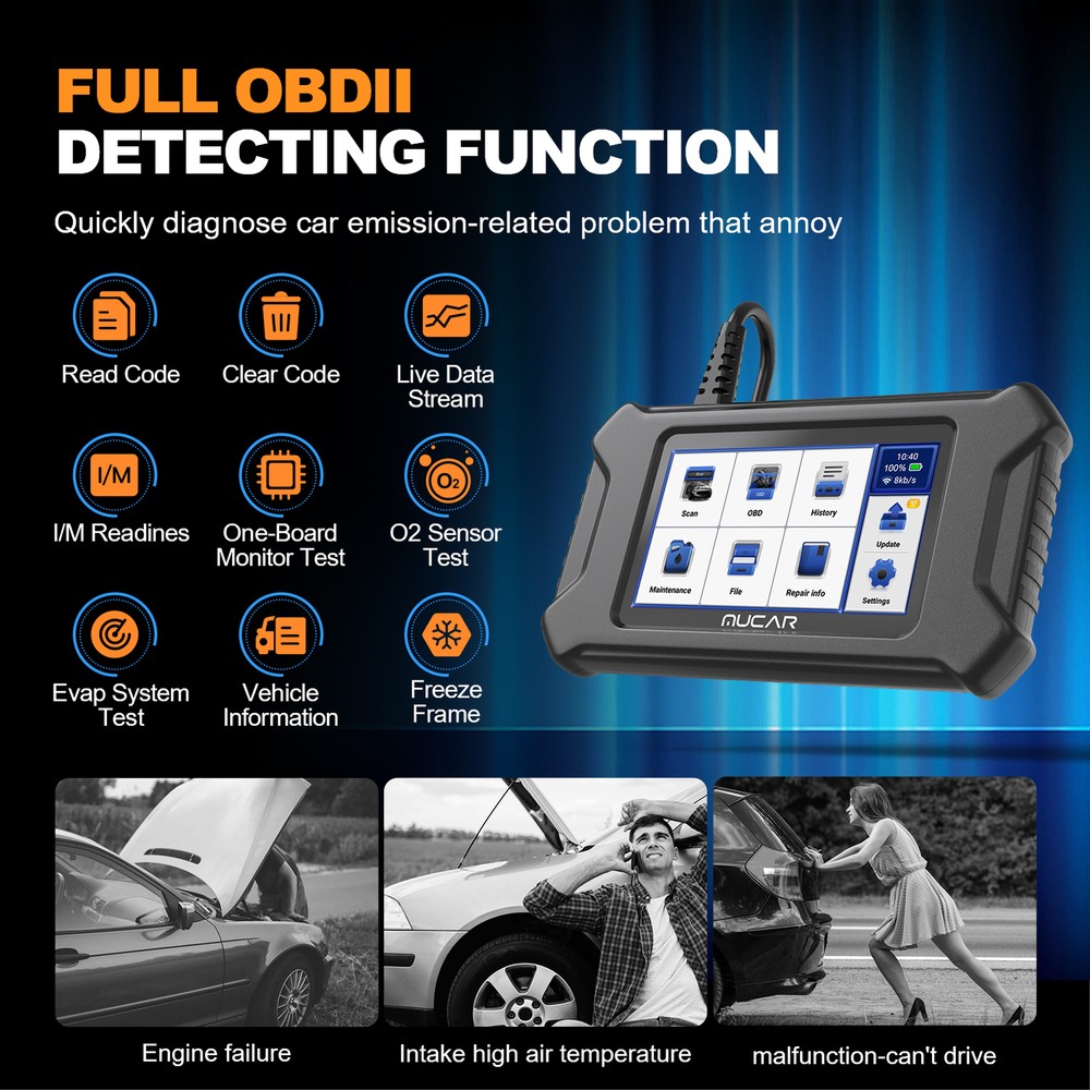 MUCAR CS4 OBD2 Scanner Check Engine ABS SRS SAS AT EPB Reader Diagnostic Tool US