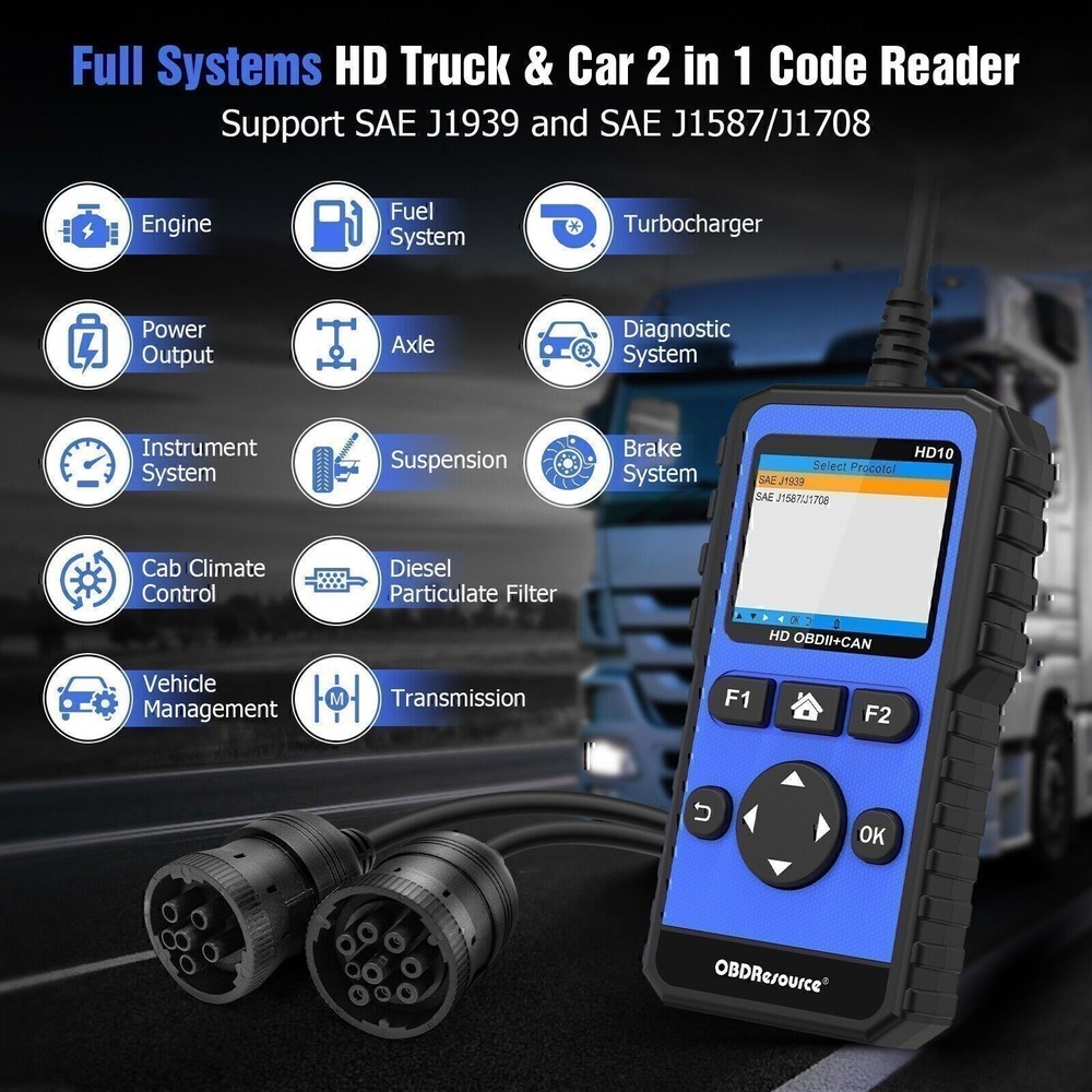 Scanner OBD2 9 pin For Cummins Diesel Engine All System Fault Code Reader US