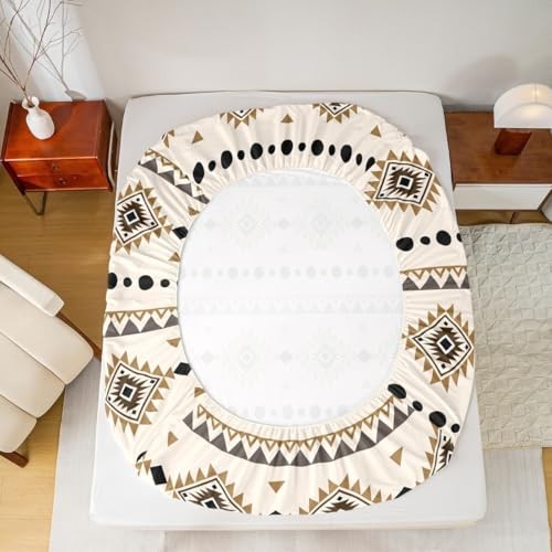 Bohemian Aztec Bed Sheets Set Size, Western Decor Flat Fitted King Multi 30