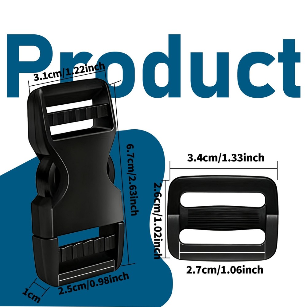 6 Set 1" Quick Side Release Plastic Buckles Clip Buckles for Nylon Webbing Strap