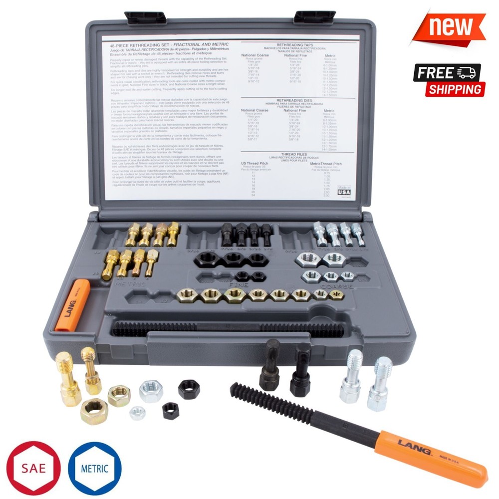 Thread Restorer/ Chaser Kit SAE Metric Rusty Bolt/ Nut Cleaning Rethreading Tool
