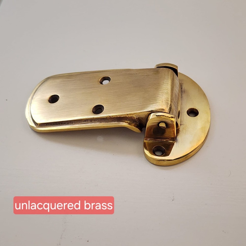 2 x Solid Brass Ice Box Catch Hinges Heavy Duty Offset 3/4" Vintage Kitchen Box