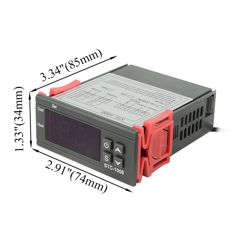 Stc1000 Dc 12v 10a Microcomputer Digital Display Temperature Controller Thermost