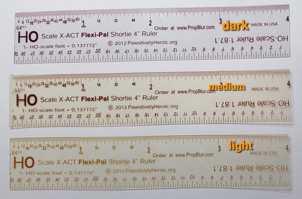 HO Scale Optical Comparator/Ruler FlexiPal See thru w/Sepia marks 4" Size Medium