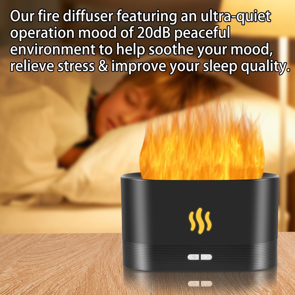 Flame Diffuser Humidifier-Auto Off 180ml Essential Oil Diffuser-2 Modes Brigh...