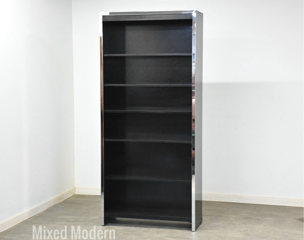 Milo Baughman Style Chrome Bookcase John Stuart