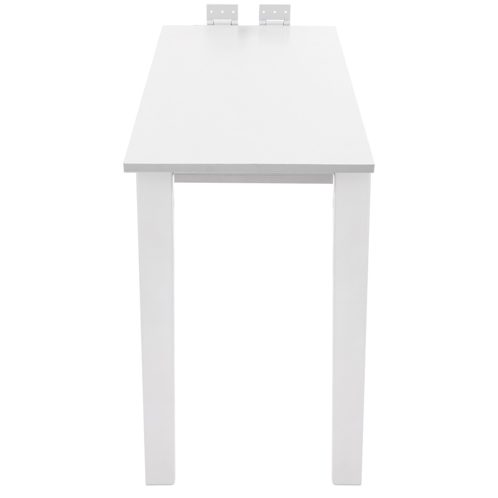 New L-Shape Modern Wall Mounted Foldable Table Wood Folding Dining Table White