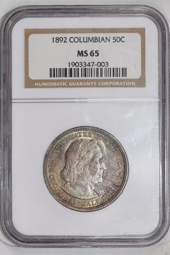 1892 COLUMBIAN SILVER COMMEMORATIVE HALF DOLLAR NGC MS65