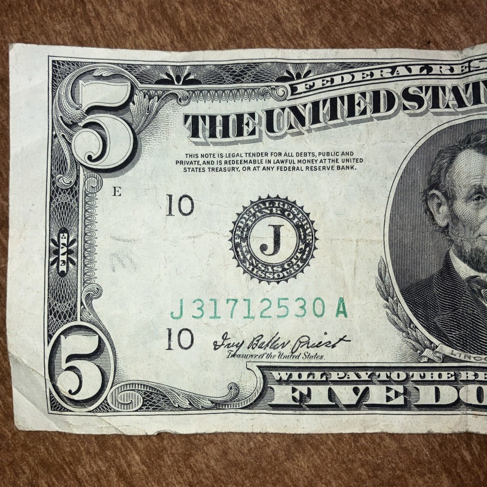 1950 Series Error Cut $5 Five Dollar Federal Reserve Note Off Center 2 Errors!!!