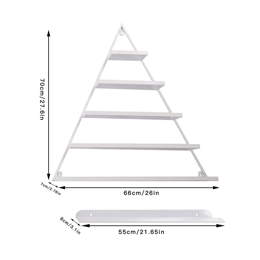 5-Tier Triangular Wall-Mounted Nail Polish Display Rack - 3 Pieces