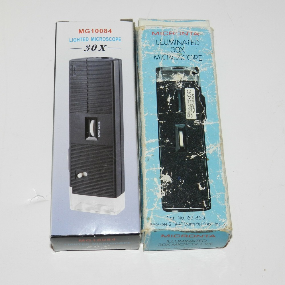 2 Pc Vintage Micronta 30X Illuminated And MG10084 Microscope With Cases & Guide