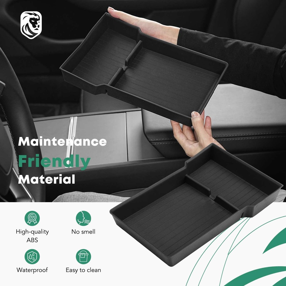 Black Storage Compartment Box for Tesla Model 3 2024 Center Armrest Lower Bottom