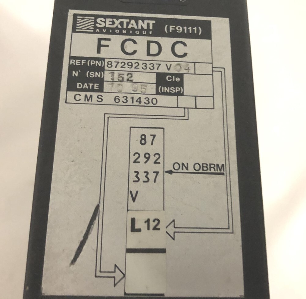 Sextant Aircraft Flight Control Data Concentrator P/N 87292337V04L12