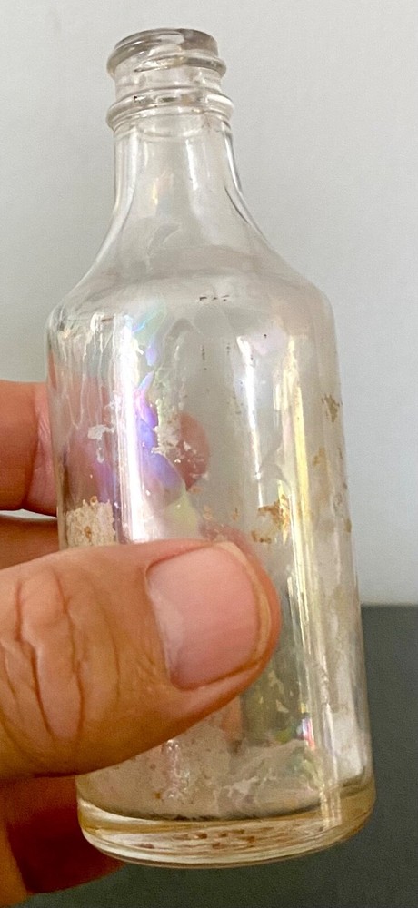 Small Clear Iridized Glass Splash On Food Bottle