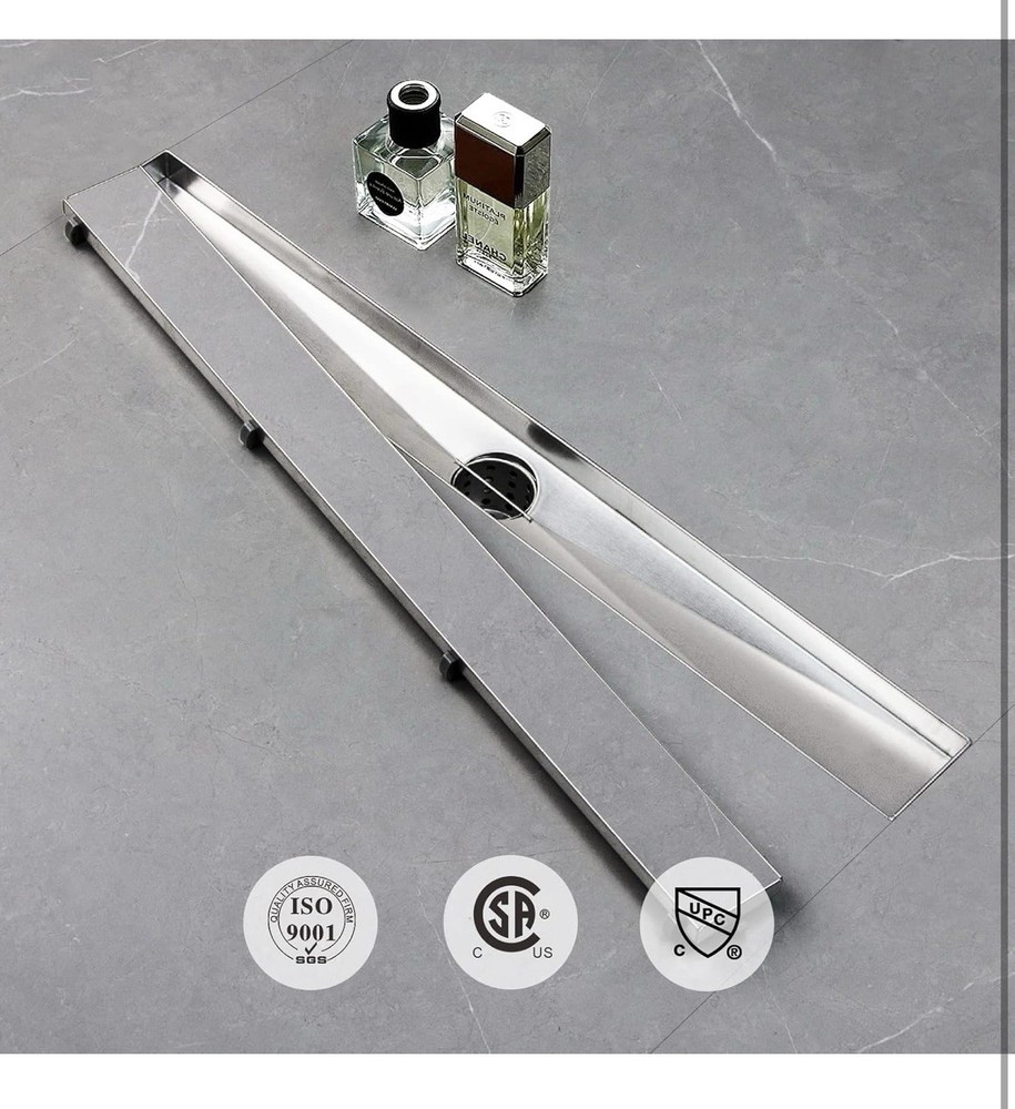 Linear Shower Drain, Shower Drain 54 inch with Flat & Tile Insert 2 in 1 Panel