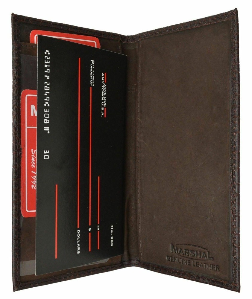 Brown Crocodile Design Basic Genuine Leather Checkbook Cover