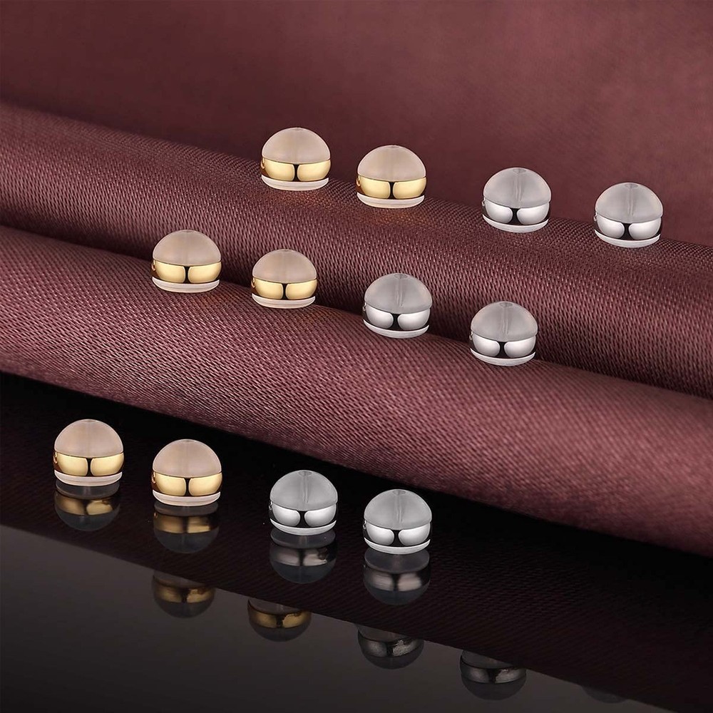 DELECOE 12pcs Soft Silicone Earring Backs for Studs Silver&Gold Belt Rubber E...