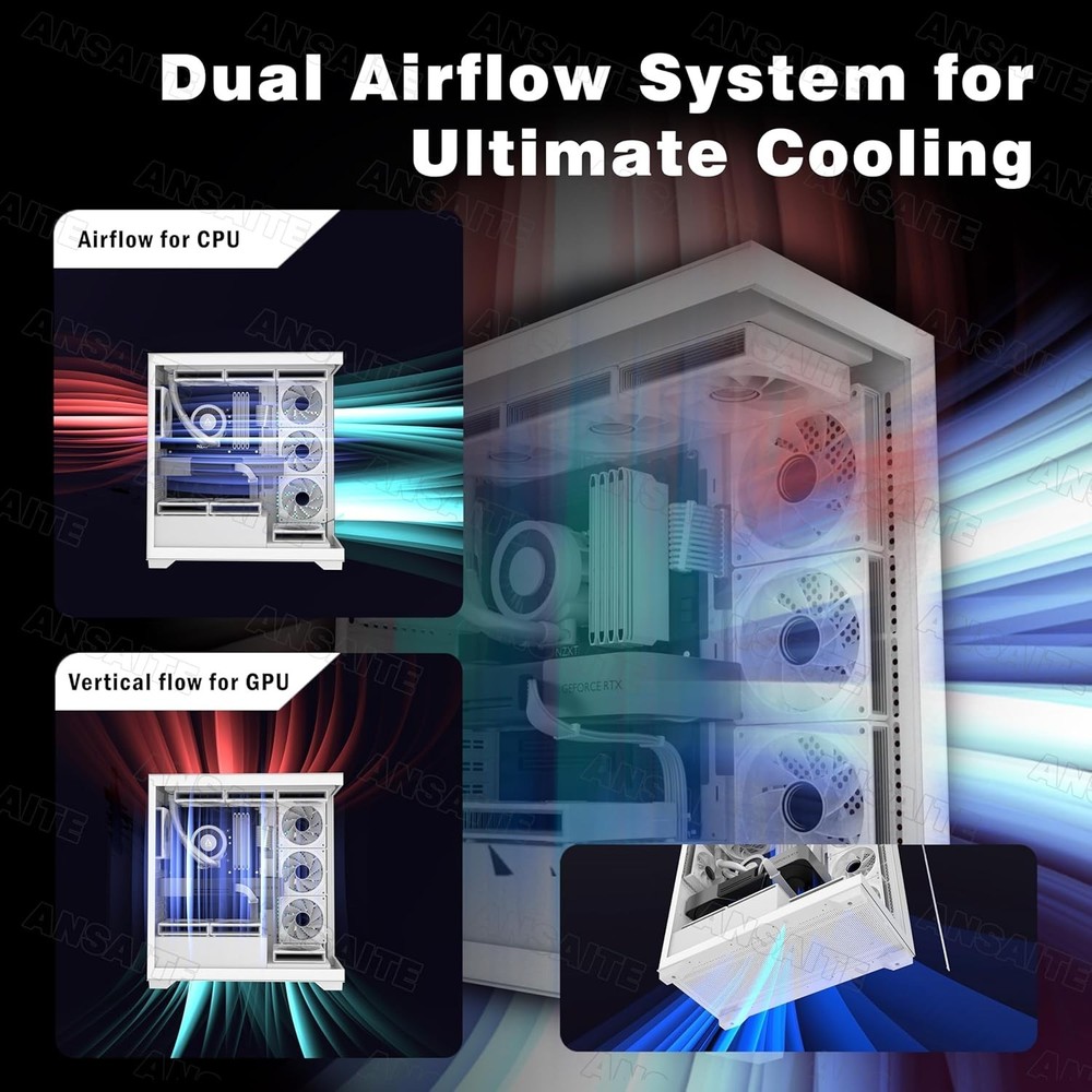Gaming PC Case, ATX Cpmputer CASE with 7 PWM ARGB Fans Pre-Installed,Type-C Full