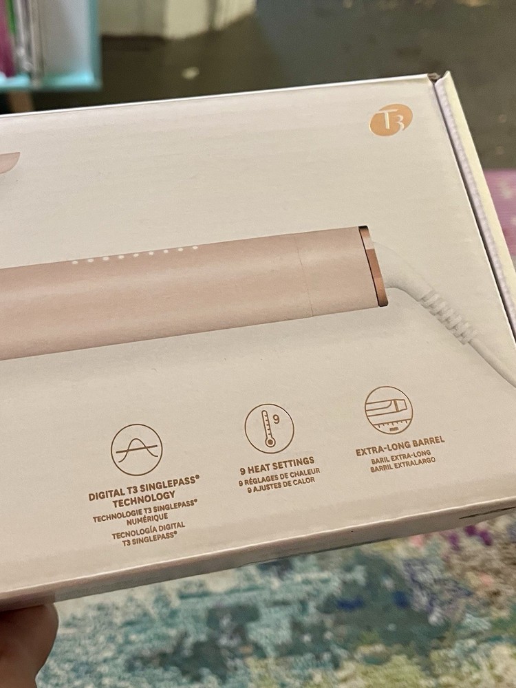 T3 SinglePass Curl X 1" Curling Iron Digital Tech Extra-Long Barrel 9 Settings