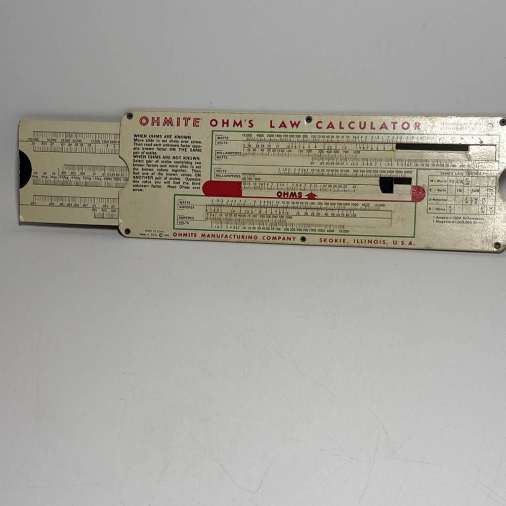 Vintage Ohmite Parallel Resistance Calculator