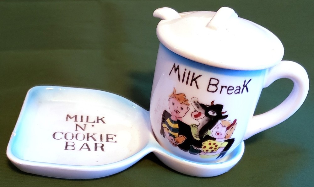 Unique 4" Ceramic Milk & Cookies