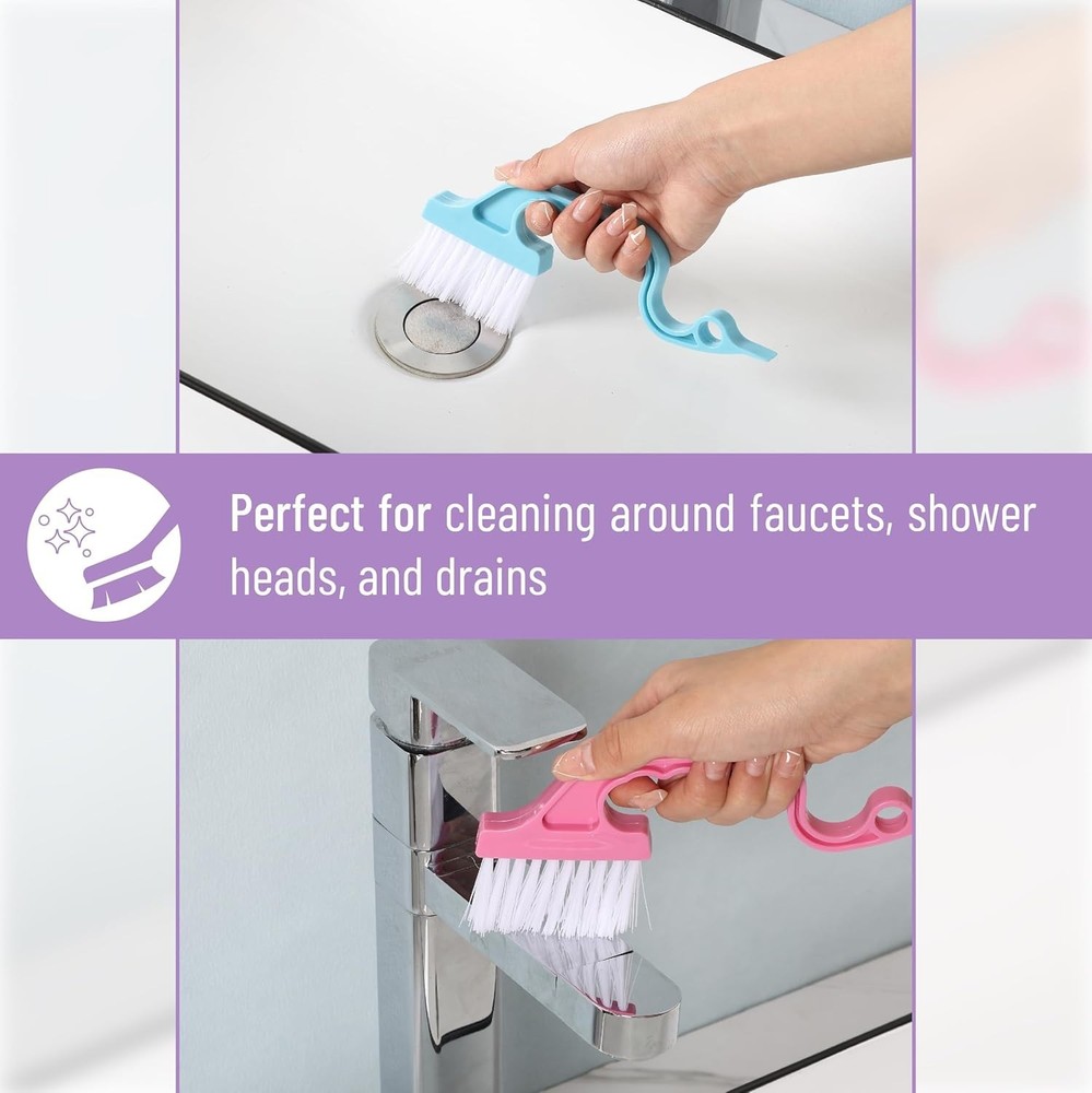 2-Pack Durable Cleaning Brushes for Window Tracks, Ergonomic Plastic Handle