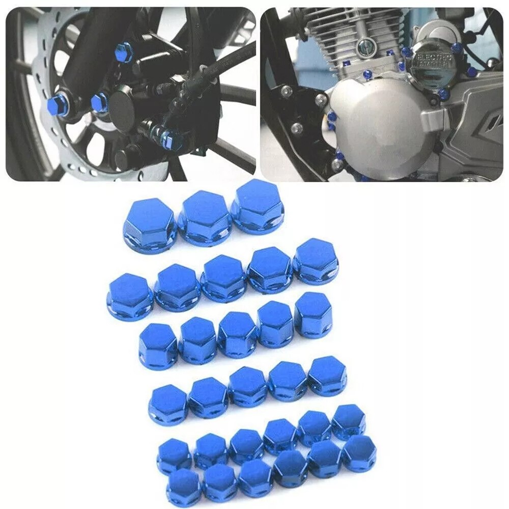 30-Piece Plastic Plating Screw Cap Set in Blue, 4 Sizes for Hardware Projects