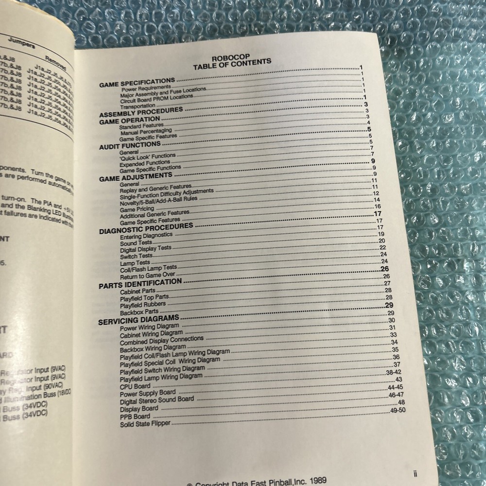 original Robocop Data, East ￼ pinball MACHINE manual Arcade Game