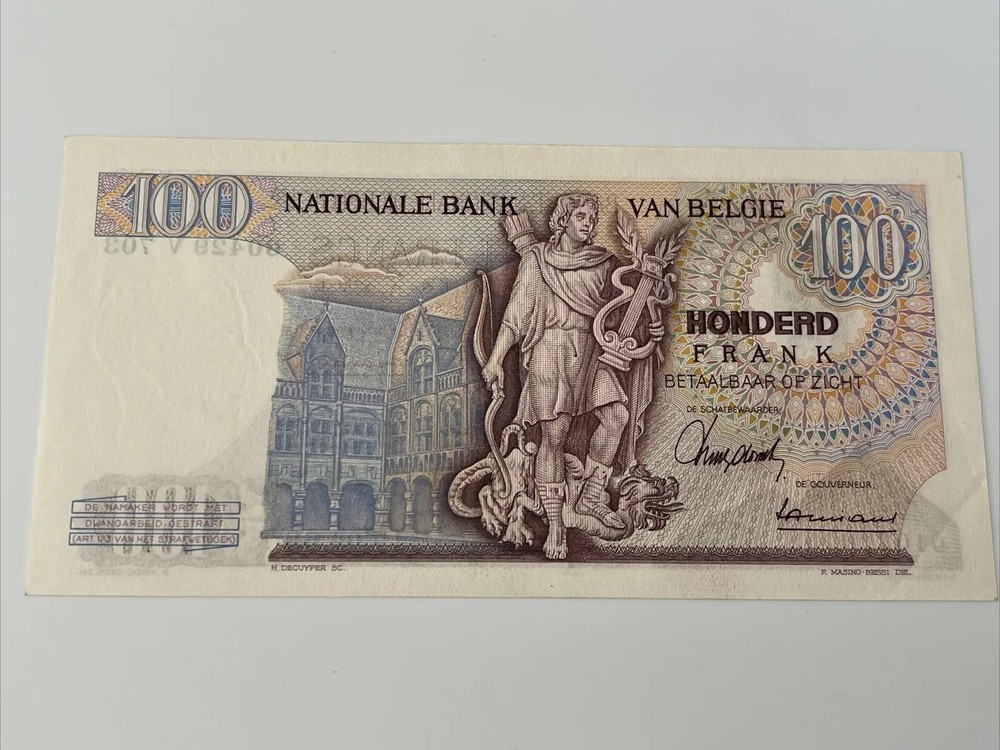 Belgium 1962 100 Francs Bank Note Uncirculated.