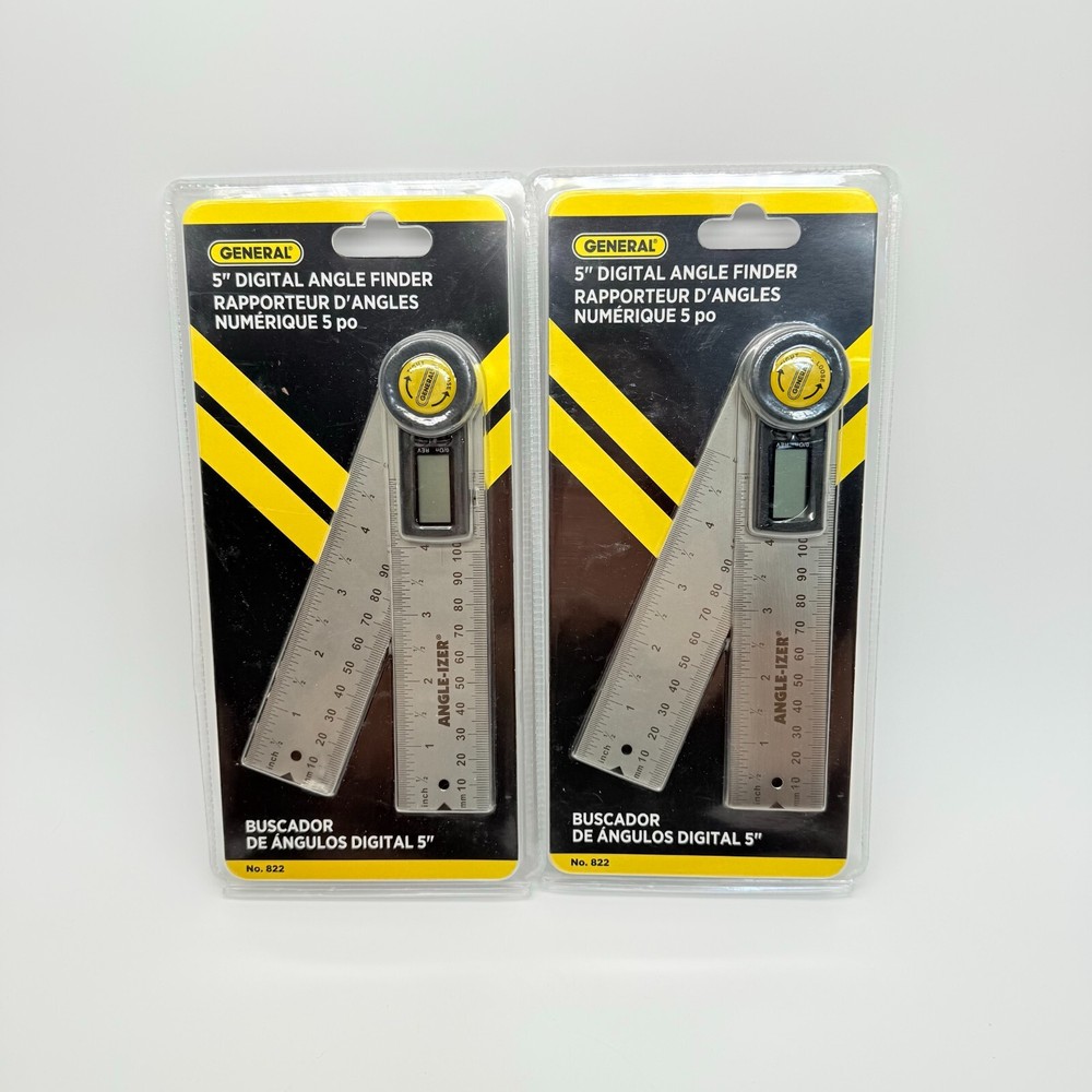2 PACK GENERAL TOOLS 822 Digital Angle Finder 5" Size LCD NEW!
