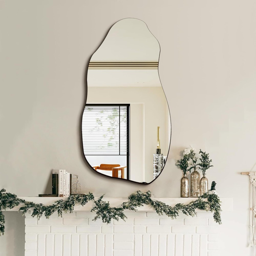 Irregular and asymmetrical wall mirror, modern decorative mirror hanging