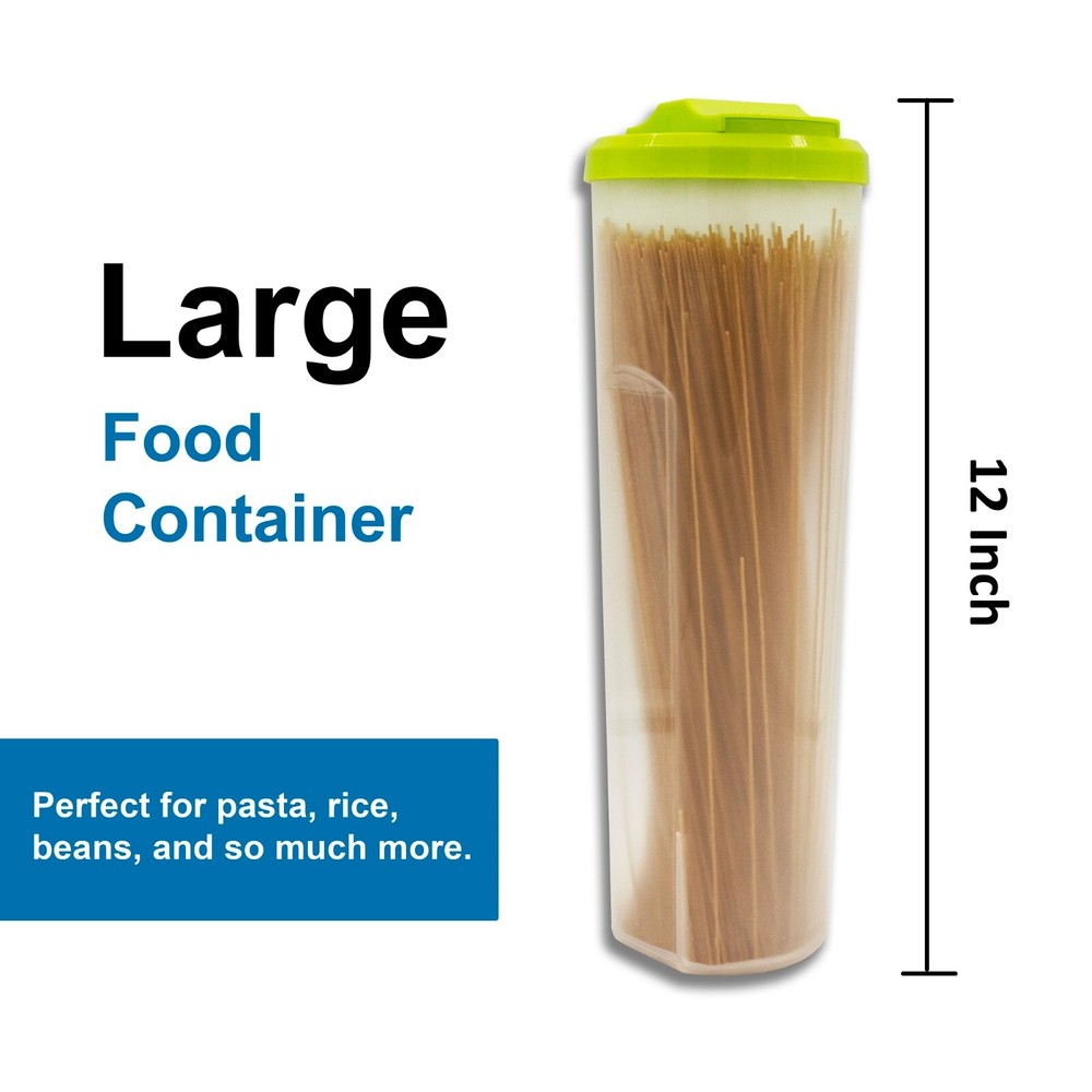 12" Tall Multi Purpose Pasta Container with Lid, Noodles Beans Cereal Container
