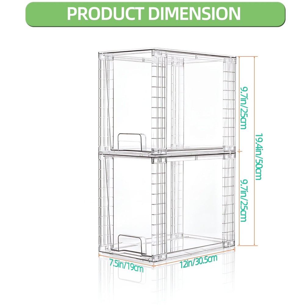 High Clear Stackable Storage Drawers(4 Pack), High-strength Plastic Organizer...