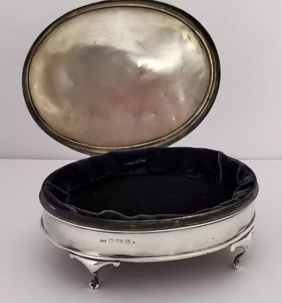Antique Solid Silver Jewellery Box - Birm. 1914